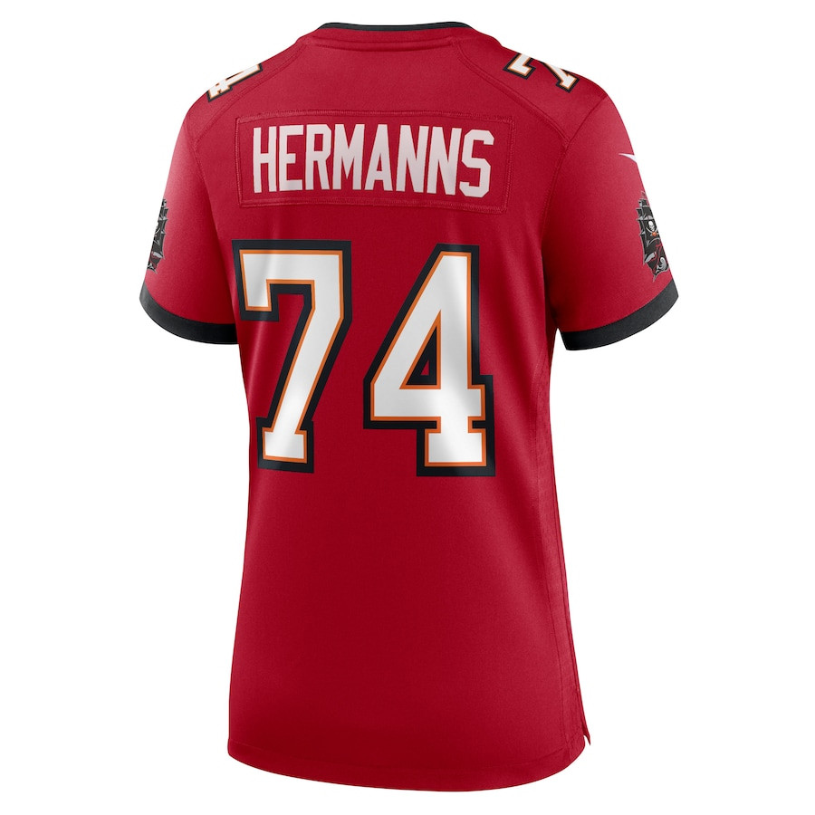 Grant Hermanns 74 Tampa Bay Buccaneers Women's Home Game Player Jersey - Red