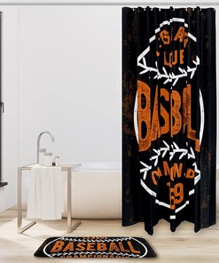 Graphic Baseball Waterproof Shower Curtain for Bathroom Decor