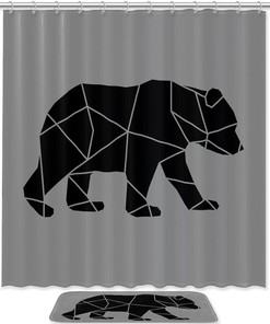 Gray Bear Waterproof Bathroom Shower Curtain for Home Decor