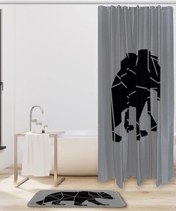 Gray Bear Waterproof Bathroom Shower Curtain for Home Decor