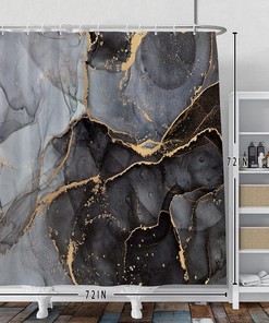 Gray and Gold Marble Luxury Abstract Shower Curtain for Modern Bathroom Decor