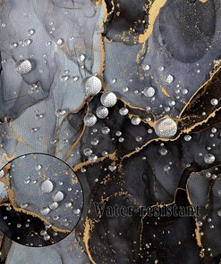Gray and Gold Marble Luxury Abstract Shower Curtain for Modern Bathroom Decor