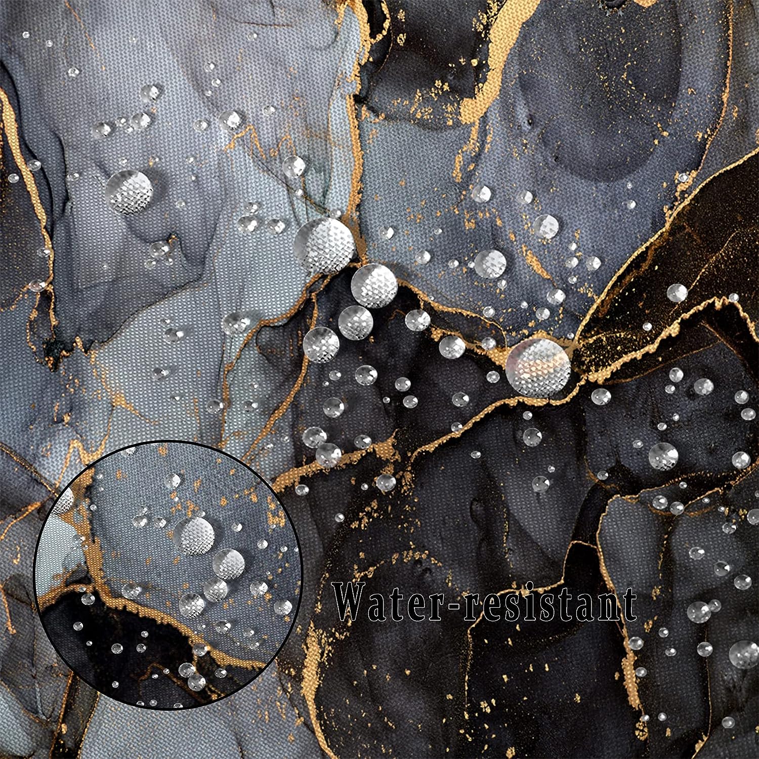 Gray and Gold Marble Luxury Abstract Shower Curtain for Modern Bathroom Decor