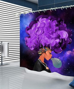 Green African American Bathroom Decor Set with Fabric Shower Curtain