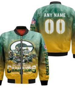 Green Bay Packers 2019 NFC North Division Champions Amazing Team NFL Gift With Custom Name Number For Packers Fans Bomber Jacket