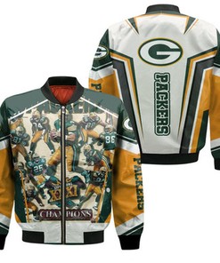 Green Bay Packers 2021 Super Bowl Xxxi Champions Nfc North Division Champions Bomber Jacket Model 2216