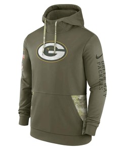 Green Bay Packers 2022 Salute to Service Therma Performance Pullover Men Hoodie - Olive