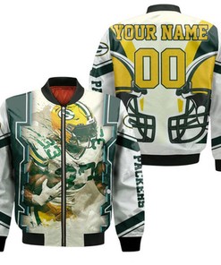 Green Bay Packers Aaron Jones 33 For Fans Personalized Bomber Jacket Model 2224