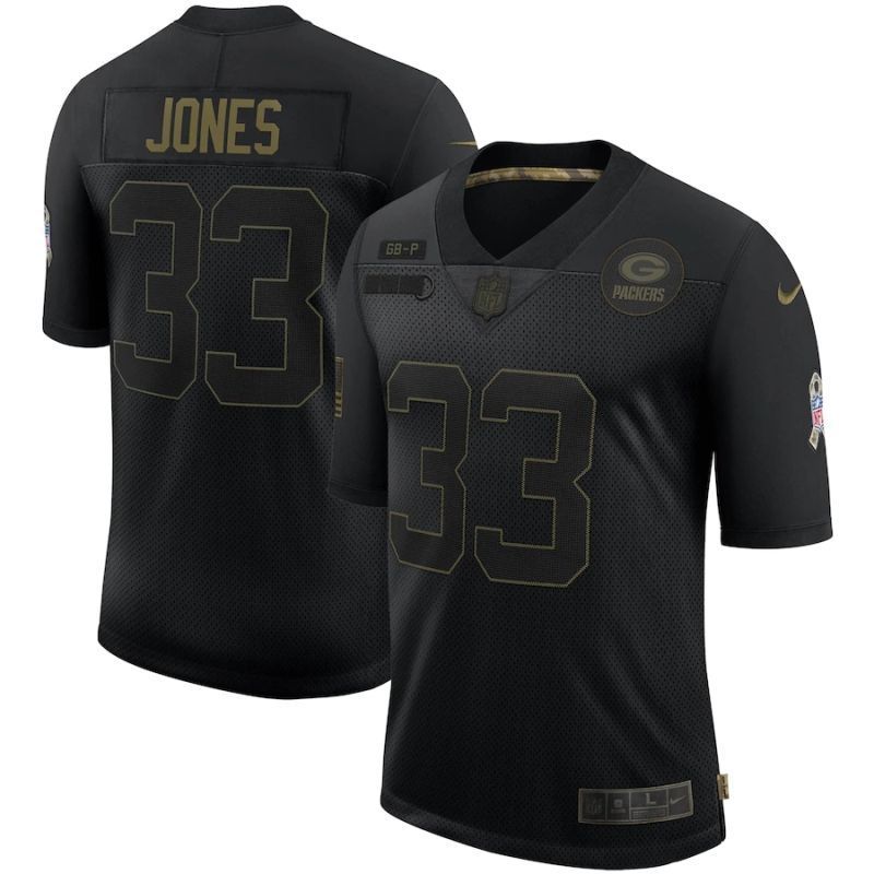 Green Bay Packers Aaron Jones #33 Nfl 2020 Black Jersey