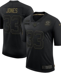 Green Bay Packers Aaron Jones #33 Nfl 2020 Black Jersey