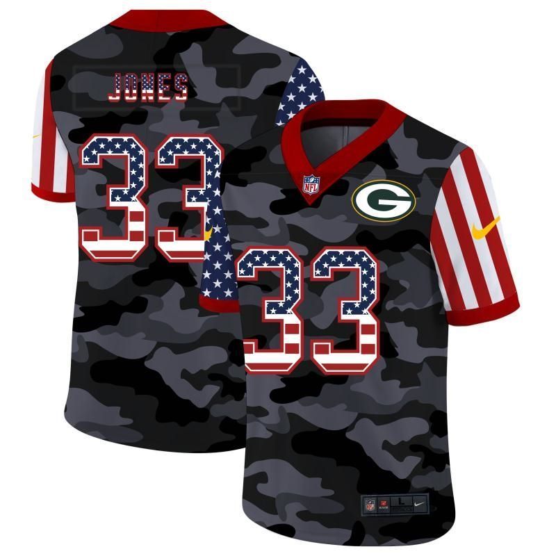 Green Bay Packers Aaron Jones #33 Nfl 2020 Camo Black Jersey