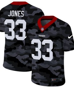 Green Bay Packers Aaron Jones #33 Nfl 2020 Camo Black Jersey