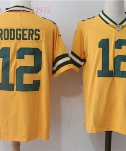 Green Bay Packers Aaron Rodgers #12 2020 Nfl Gold Jersey Jersey