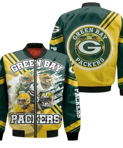 Green Bay Packers Aaron Rodgers 12 Jimmy Graham 80 Aaron Jones 33 Davante Adams 17 For Fans Bomber Jacket Model 2240