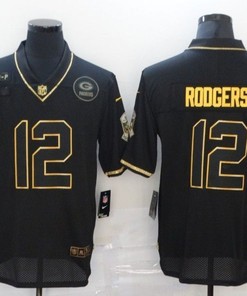 Green Bay Packers Aaron Rodgers #12 Nfl 2020 Black Jersey