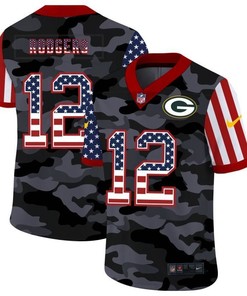 Green Bay Packers Aaron Rodgers #12 Nfl 2020 Camo Black Jersey
