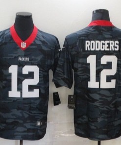 Green Bay Packers Aaron Rodgers #12 Nfl 2020 Camo Black Jersey