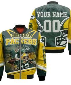 Green Bay Packers Aaron Rodgers Brett Favre Juwann Winfree Great Players Personalized Bomber Jacket Model 2248