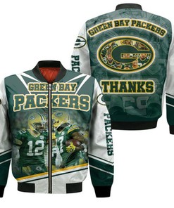 Green Bay Packers Aaron Rodgers Davante Adams Nfl 2020 Season Nfc North Winner Thanks Bomber Jacket Model 2252