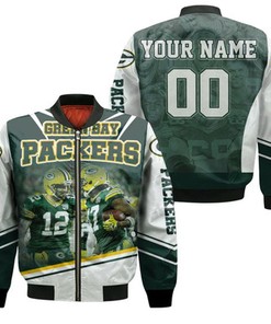 Green Bay Packers Aaron Rodgers Davante Adams Nfl 2020 Season Nfc North Winner Thanks Personalized Bomber Jacket Model 2254