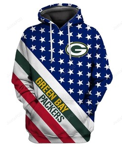 Green Bay Packers And American Flag 3D Hoodie Zip Hoodie