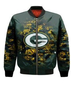 Green Bay Packers Bomber Jacket Camouflage Vintage  - NFL