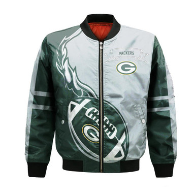 Green Bay Packers Bomber Jacket Flame Ball - NFL