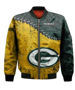 Green Bay Packers Bomber Jacket Grunge Polynesian Tattoo - NFL