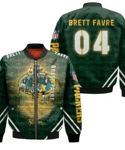 Green Bay Packers Brett Favbre 4 Retirement Ceremony Legendary Captain NFL Gift For Packers Fans Bomber Jacket