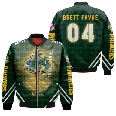 Green Bay Packers Brett Favbre 4 Retirement Ceremony Legendary Captain NFL Gift For Packers Fans Bomber Jacket