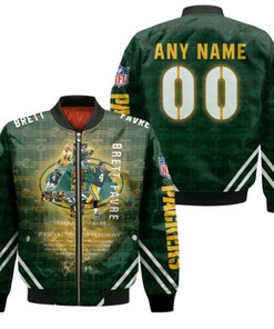 Green Bay Packers Brett Favbre 4 Retirement Ceremony NFL Gift With Custom Name Number For Packers Fans Bomber Jacket