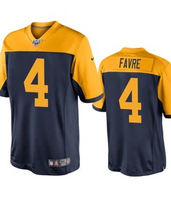 Green Bay Packers Brett Favre Navy 100th Season Throwback Jersey
