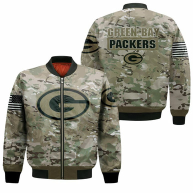 Green Bay Packers Camouflage Veteran 3D Bomber Jacket Model 2266