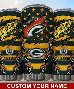 Green Bay Packers Custom Name Tumbler Fan Gift