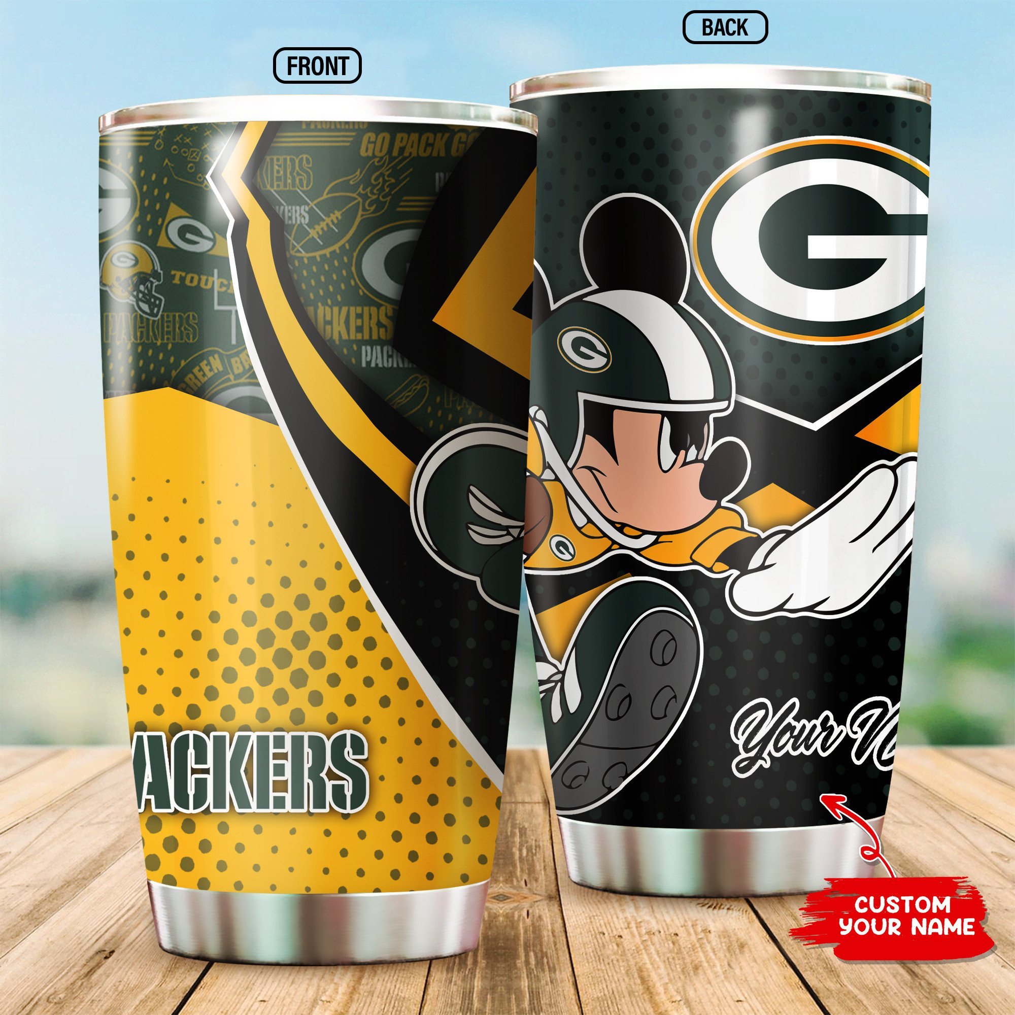 Green Bay Packers Custom Name Tumbler, Perfect Gift for Fans