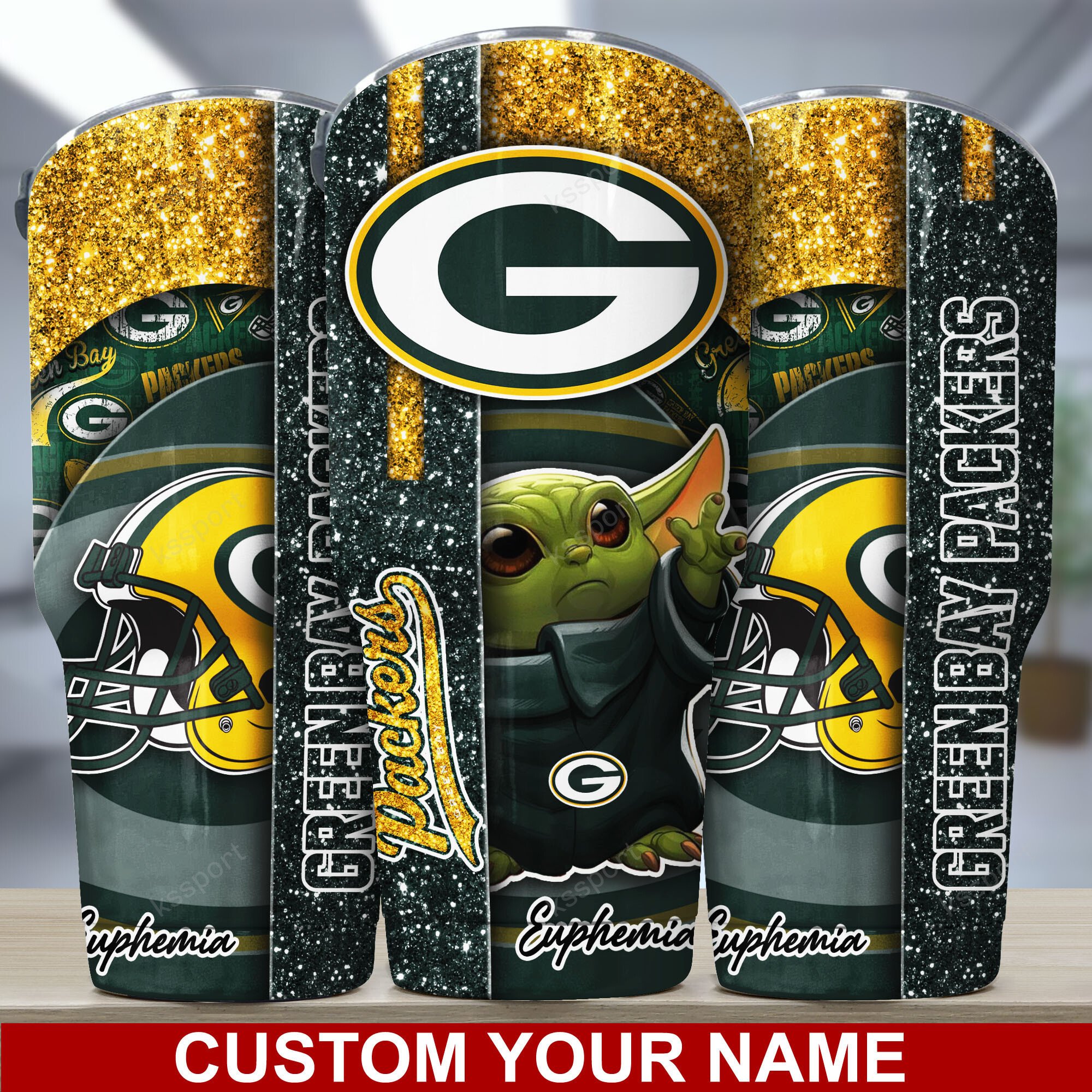 Green Bay Packers Custom Name Tumbler for NFL Fans