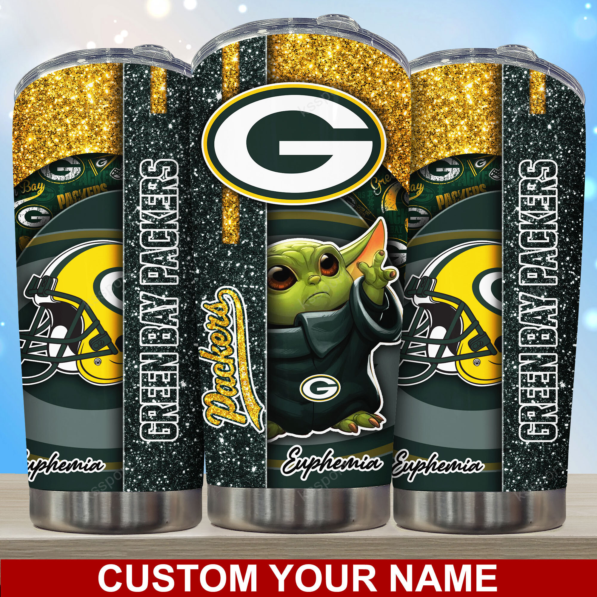 Green Bay Packers Custom Name Tumbler for NFL Fans