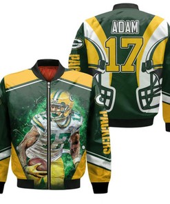 Green Bay Packers Davante Adams 14 NFL Team Green Jersey Style Gift For Packers Fans Adam Fans Bomber Jacket