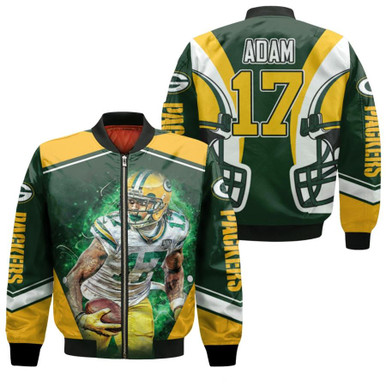 Green Bay Packers Davante Adams 14 NFL Team Green Jersey Style Gift For Packers Fans Adam Fans Bomber Jacket