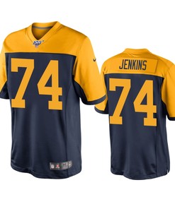 Green Bay Packers Elgton Jenkins Navy 100th Season Throwback Jersey