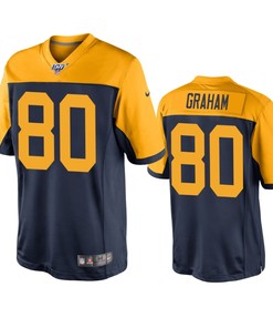 Green Bay Packers Jimmy Graham Navy 100th Season Throwback Jersey