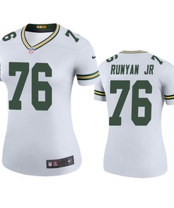 Green Bay Packers Jon Runyan Jr. White Color Rush Legend Jersey - Womens
