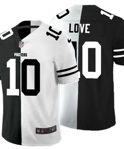 Green Bay Packers Jordan Love #10 Nfl 2020 Black And White Jersey