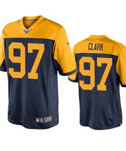 Green Bay Packers Kenny Clark Navy 100th Season Throwback Jersey
