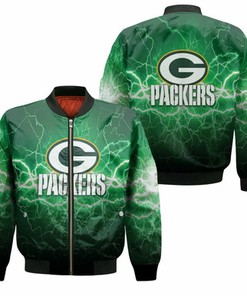 Green Bay Packers Lightning Green 3D Bomber Jacket Model 2326