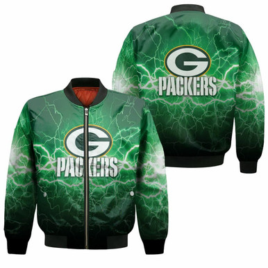 Green Bay Packers Lightning Green 3D Bomber Jacket Model 2326