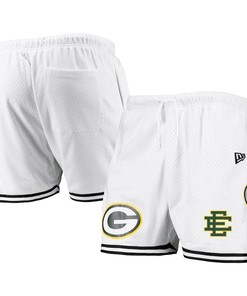 Green Bay Packers Logo Team White/Black Mesh Shorts - Men