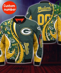 Green Bay Packers NFL Custom Number Bomber Jacket   for fans