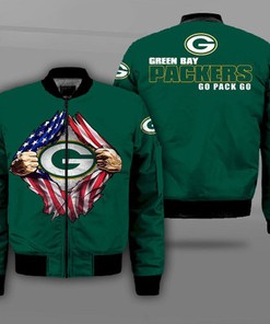 Green Bay Packers Nfl 3D Flag Bomber Jacket