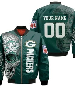 Green Bay Packers Nlf Fan Sugar Skull 3D Personalized 1 Bomber Jacket Model 2393